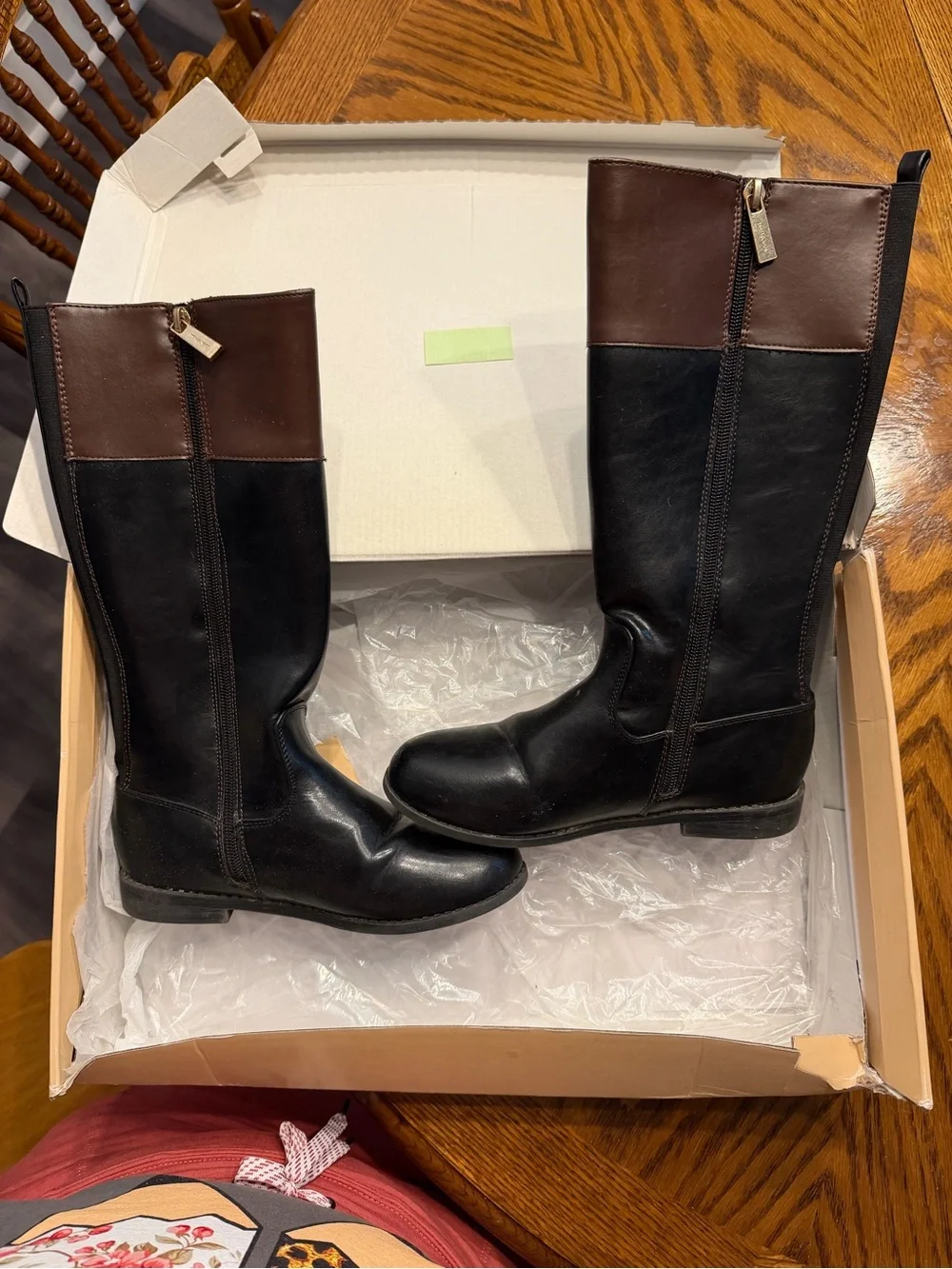 Michael Kors Black and Brown Girls' Riding Boots with MK Medallion